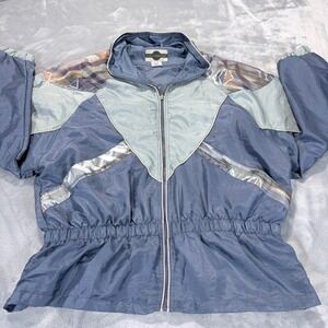 Out Brook Vintage Blue Green‎ Southwestern Colorblock Zip Windbreaker Jacket L